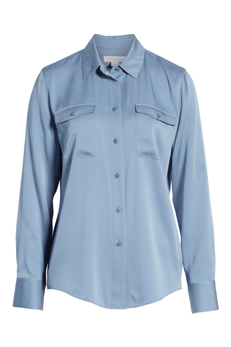 Two-Pocket Stretch Silk Shirt, Alternate, color, BLUE COUNTRY