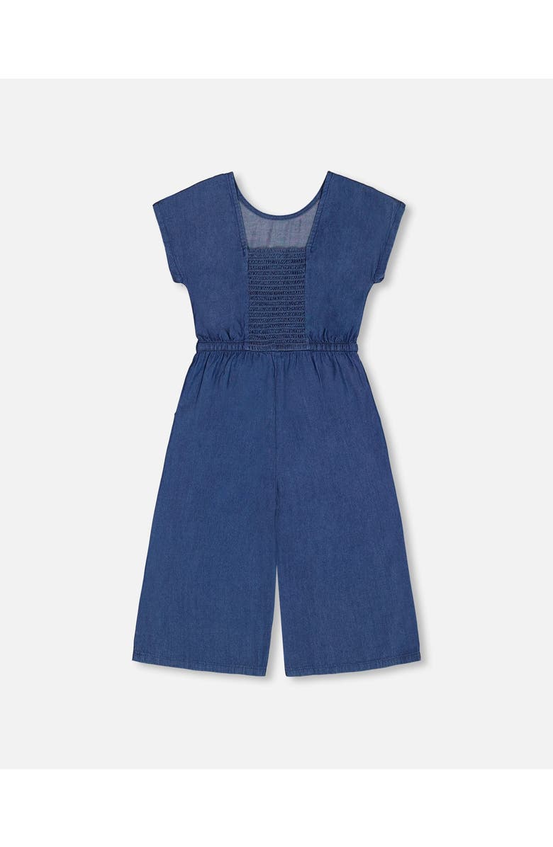 Deux par Deux Girl's Chambray Jumpsuit Navy Blue, Alternate, color, 