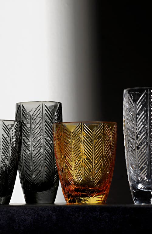 Missoni Home Tableware Water Glass Zig Zag Set Of 6  Amber 11.8 Oz, Diam. 3.3", H 4"