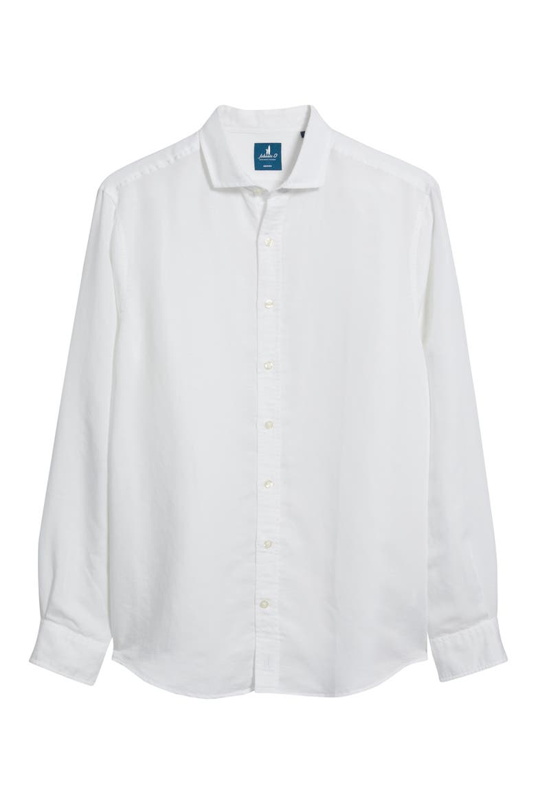 McCarthy Solid Linen Blend Button-Up Shirt, Alternate, color, WHITE