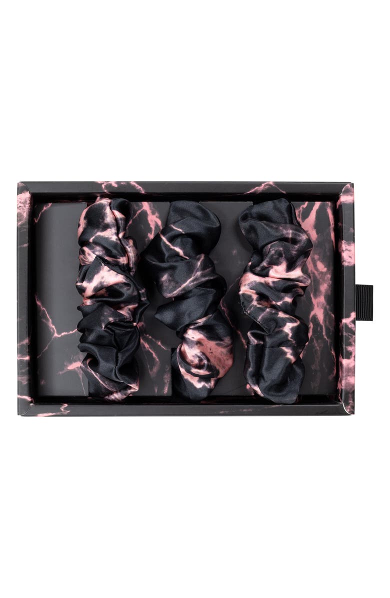 BLISSY 3-Pack Silk Scrunchies, Alternate, color, Rose Black Marble