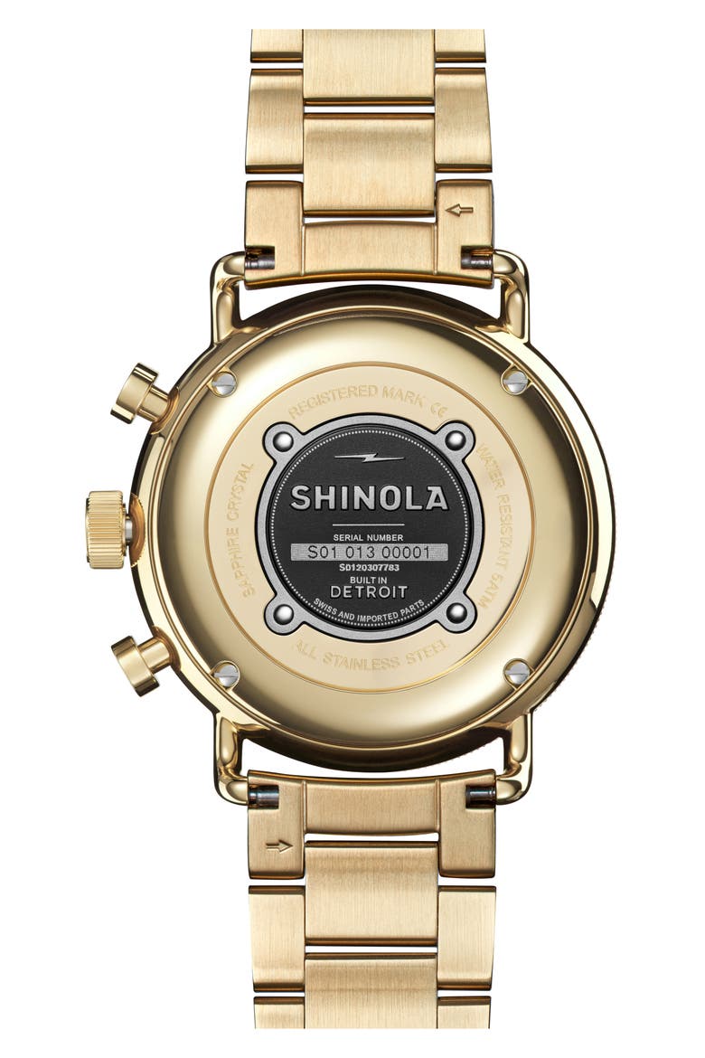 Canfield Sport Chronograph Bracelet Watch, 40mm, Alternate, color, GOLD/WHITE