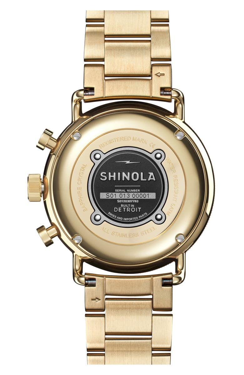 Shinola Canfield Sport Chronograph Bracelet Watch, 40mm, Alternate, color, Gold/White