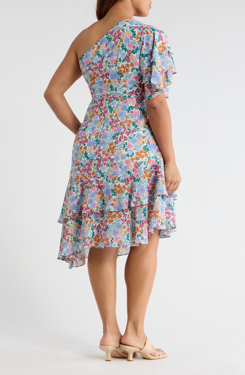 SUGARLIPS Posy Blossom One-Shoulder Asymmetric Dress, Alternate, color, Cream-Multi