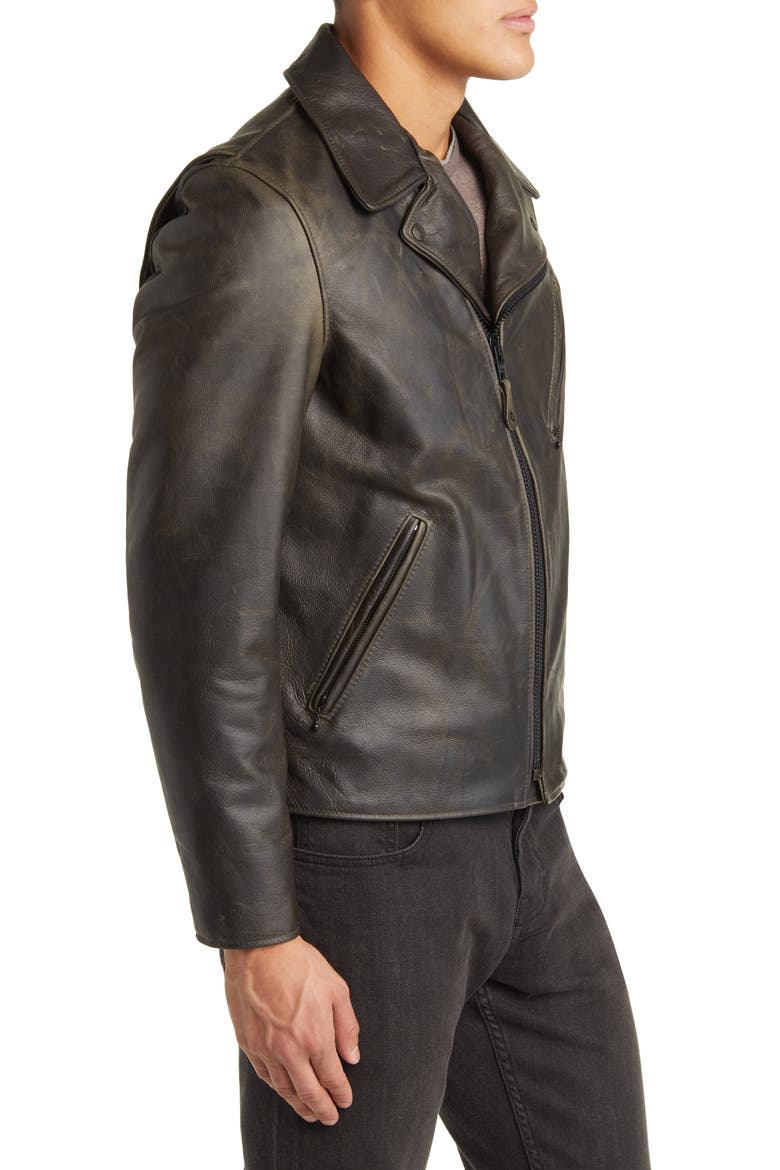 Cowhide Leather Moto Jacket, Alternate, color, GREY