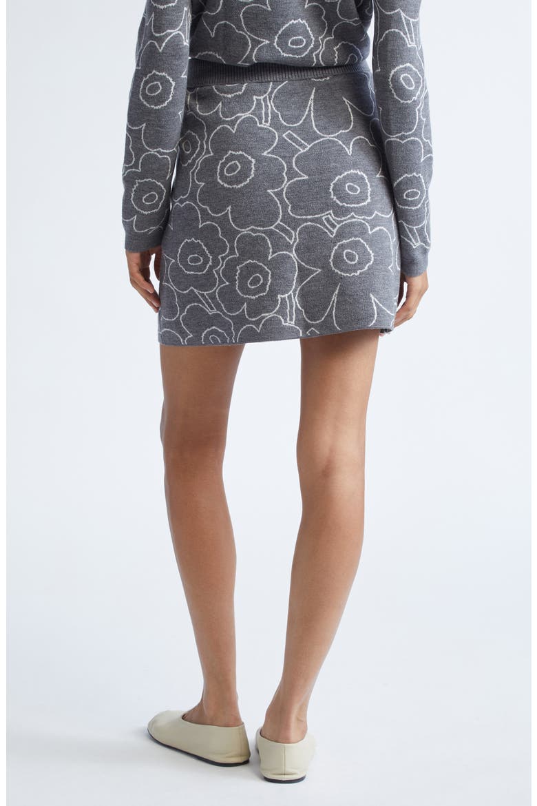 Vapaus Piirto Unikko Jacquard Merino Wool & Organic Cotton Blend Sweater Skirt, Alternate, color, DARK GREY OFF WHITE