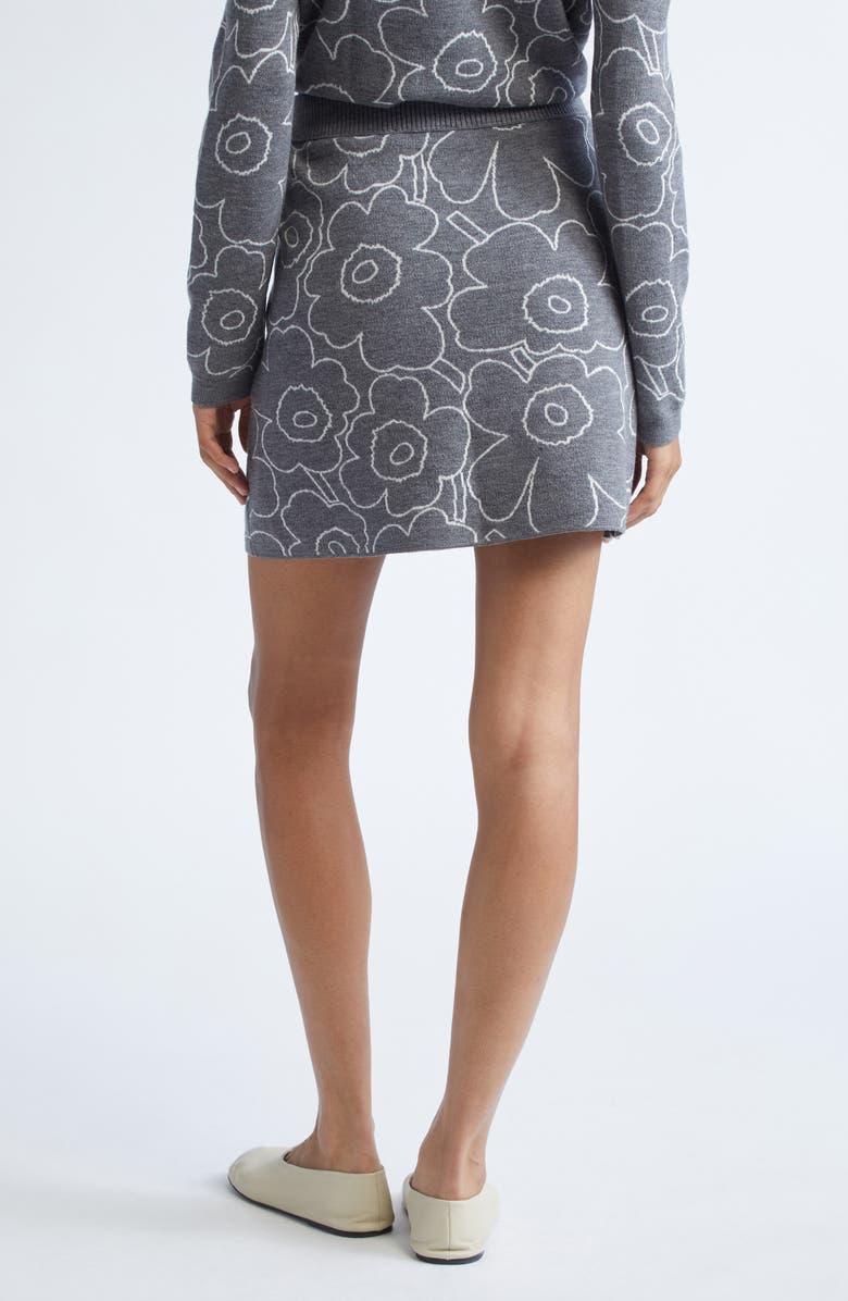 Marimekko Vapaus Piirto Unikko Jacquard Merino Wool & Organic Cotton Blend Sweater Skirt, Alternate, color, Dark Grey Off White