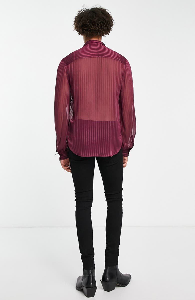 ASOS DESIGN Tie Neck Sheer Button-Up Shirt, Alternate, color,