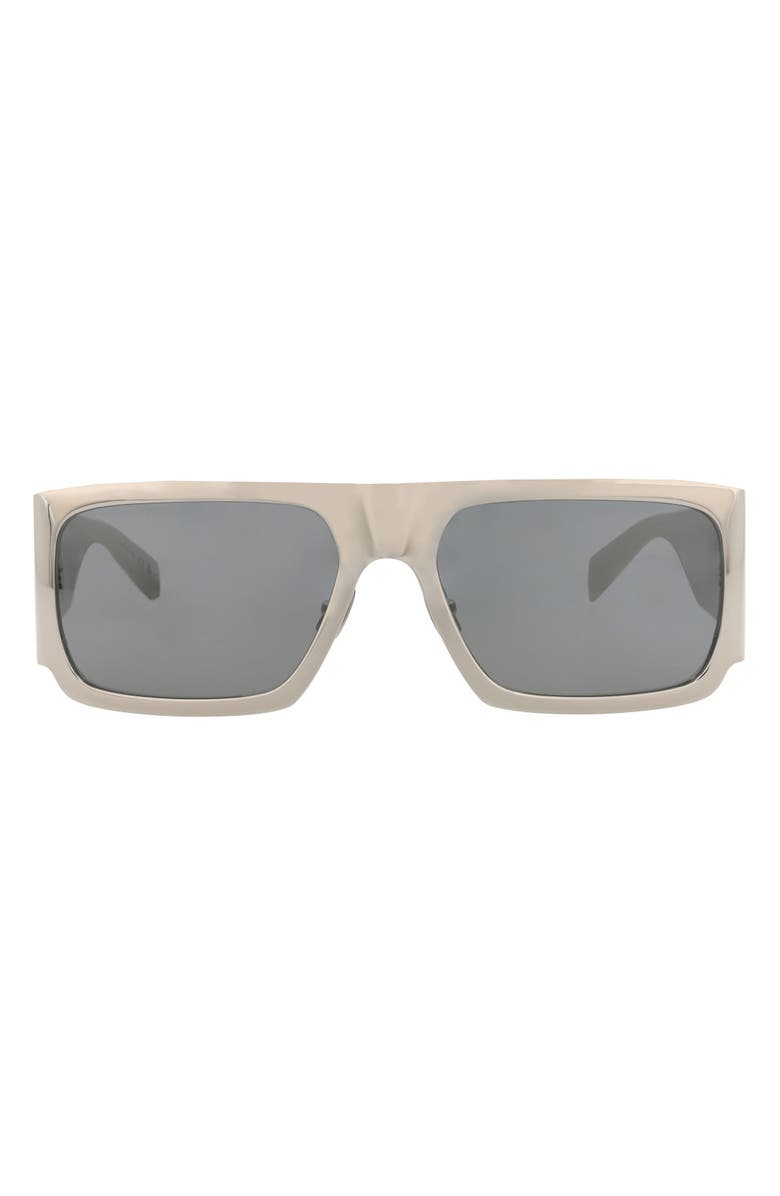 Saint Laurent 58mm Square Sunglasses, Main, color, Silver Silver Silver