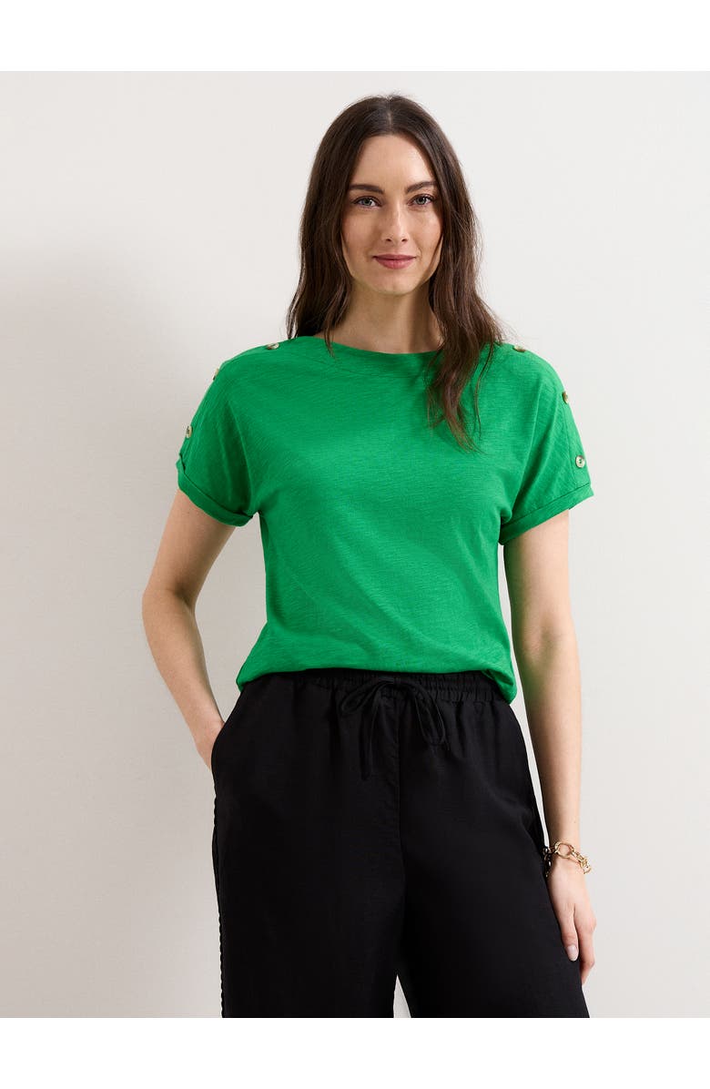 Phase Eight Suzie Shoulder-Button Relaxed T-Shirt, Main, color, Green