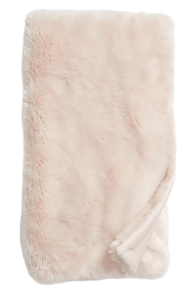 Cuddle Up Faux Fur Throw Blanket, Main, color, PINK FROSTY