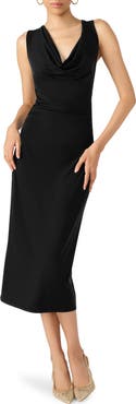Steve Madden Kalin Asymmetric Cowl Neck Midi Dress