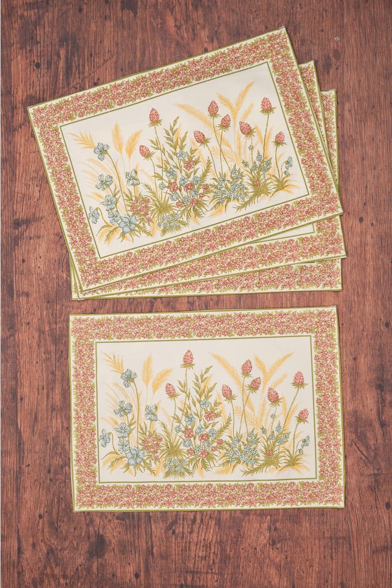 Clover Canvas Placemats, Set of 4, Alternate, color, White