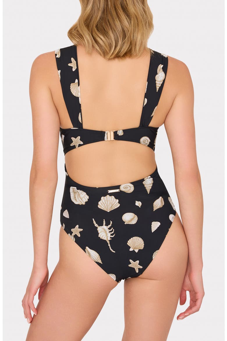 Betsy Seashell Convertible One-Piece Swimsuit, Alternate, color, BLACK/ WHITE