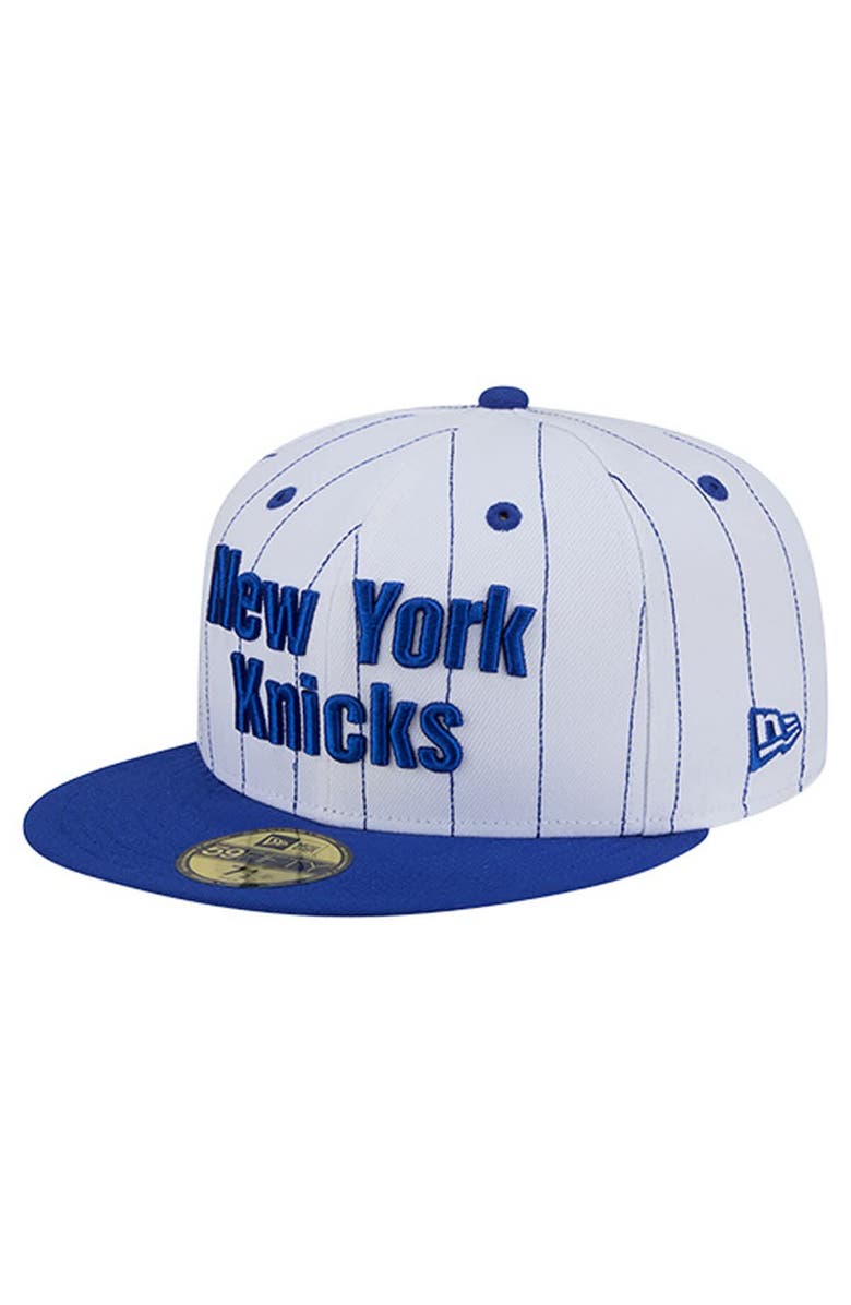 New Era Men's New Era  White New York Knicks Wordmark Pinstripe 59FIFTY Fitted Hat, Main, color, White