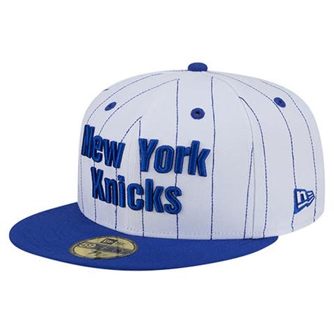Men's New Era  White New York Knicks Wordmark Pinstripe 59FIFTY Fitted Hat