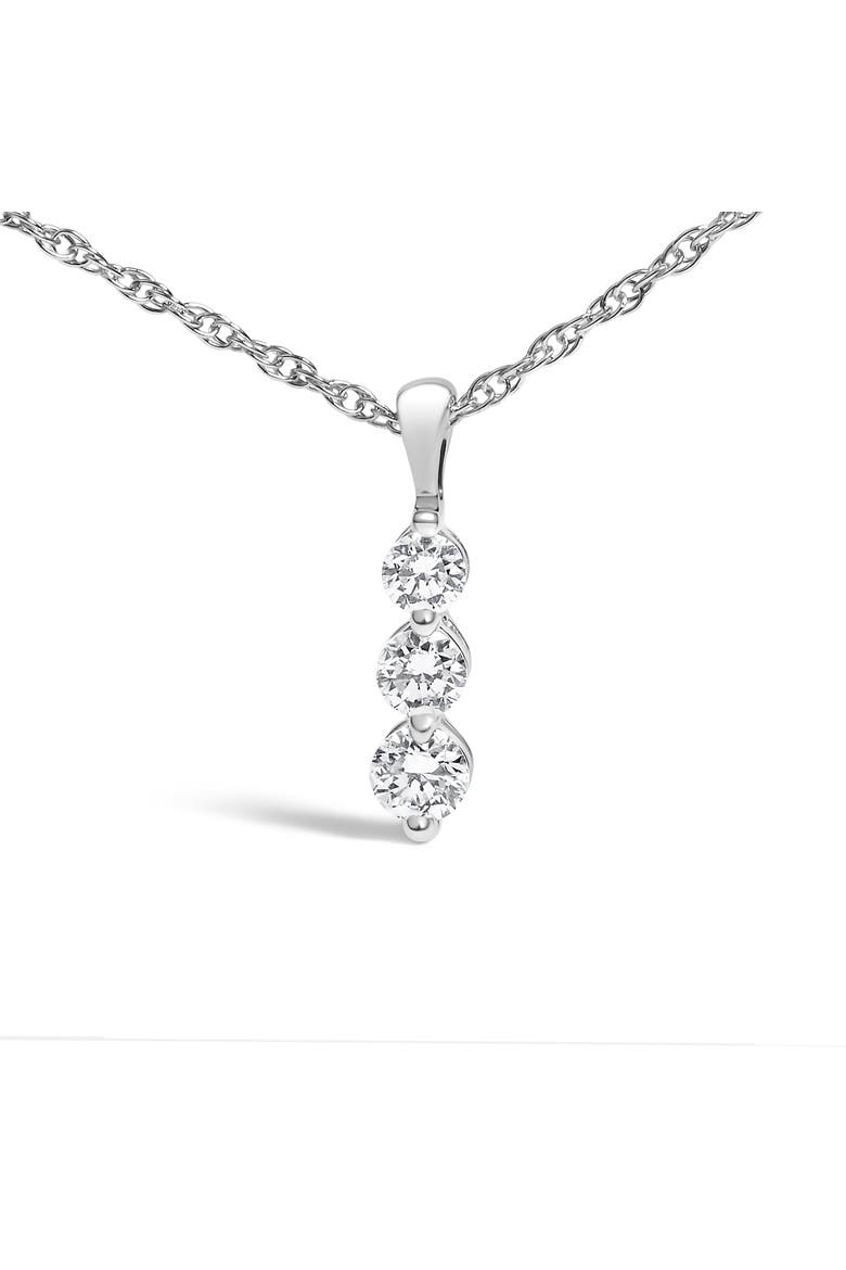 Silver 1/7 Cttw Lab Grown Diamond Three Stone Diamond Pendant Necklace, Alternate, color, White