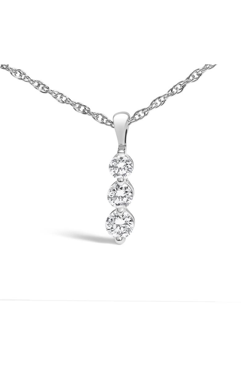Haus of Brilliance Silver 1/7 Cttw Lab Grown Diamond Three Stone Diamond Pendant Necklace, Alternate, color, White