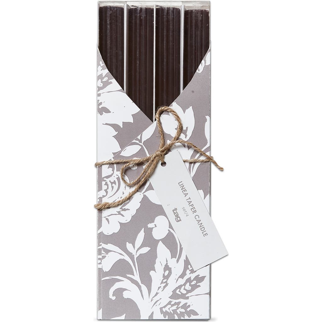 Tag Set Of 4 Ribbed Taper Candles In Gray