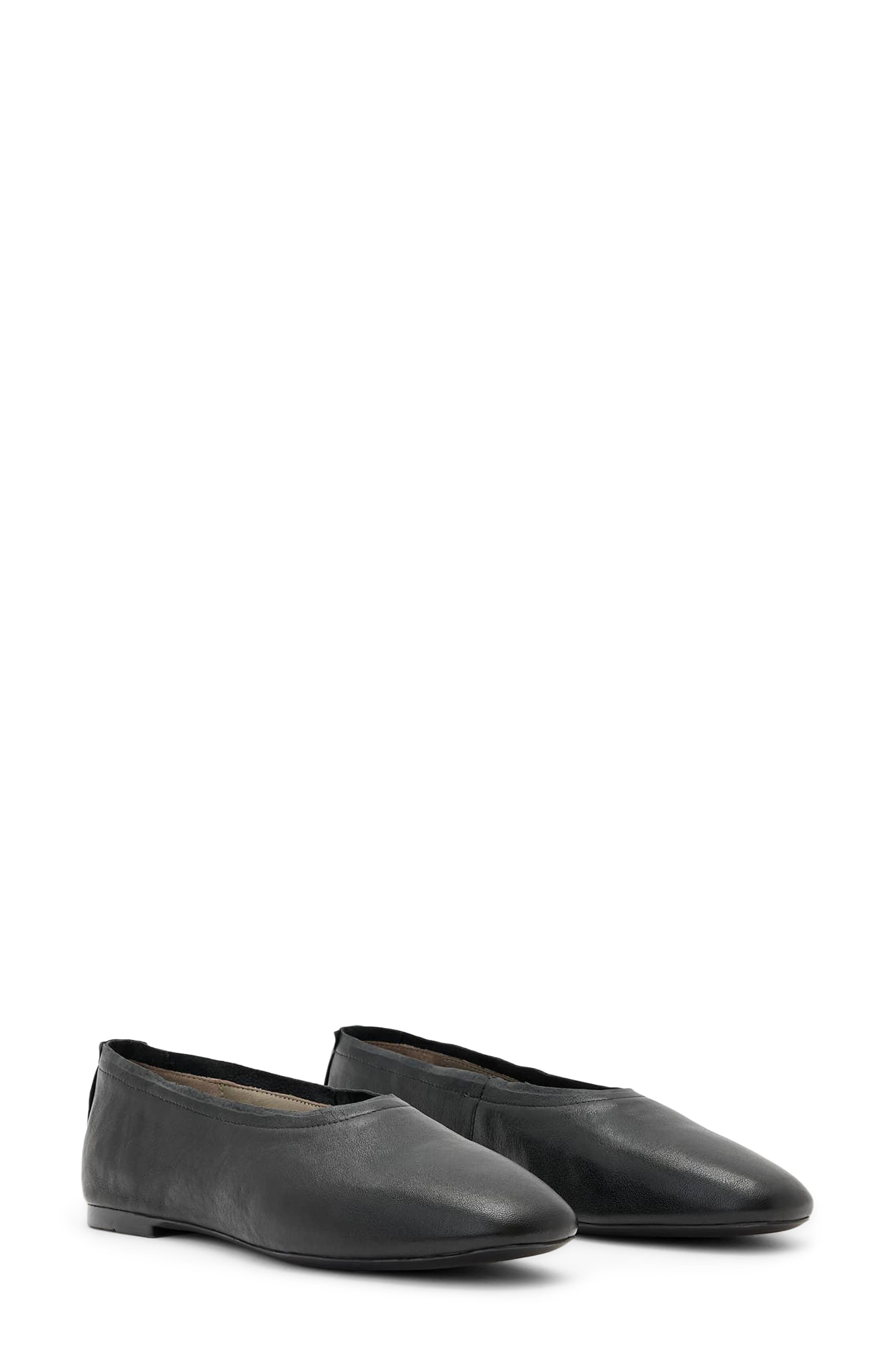 Hailee Leather Flat, Main, color, BLACK