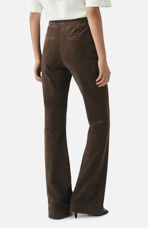 Mango Suede Flare Leg Pants In Brown