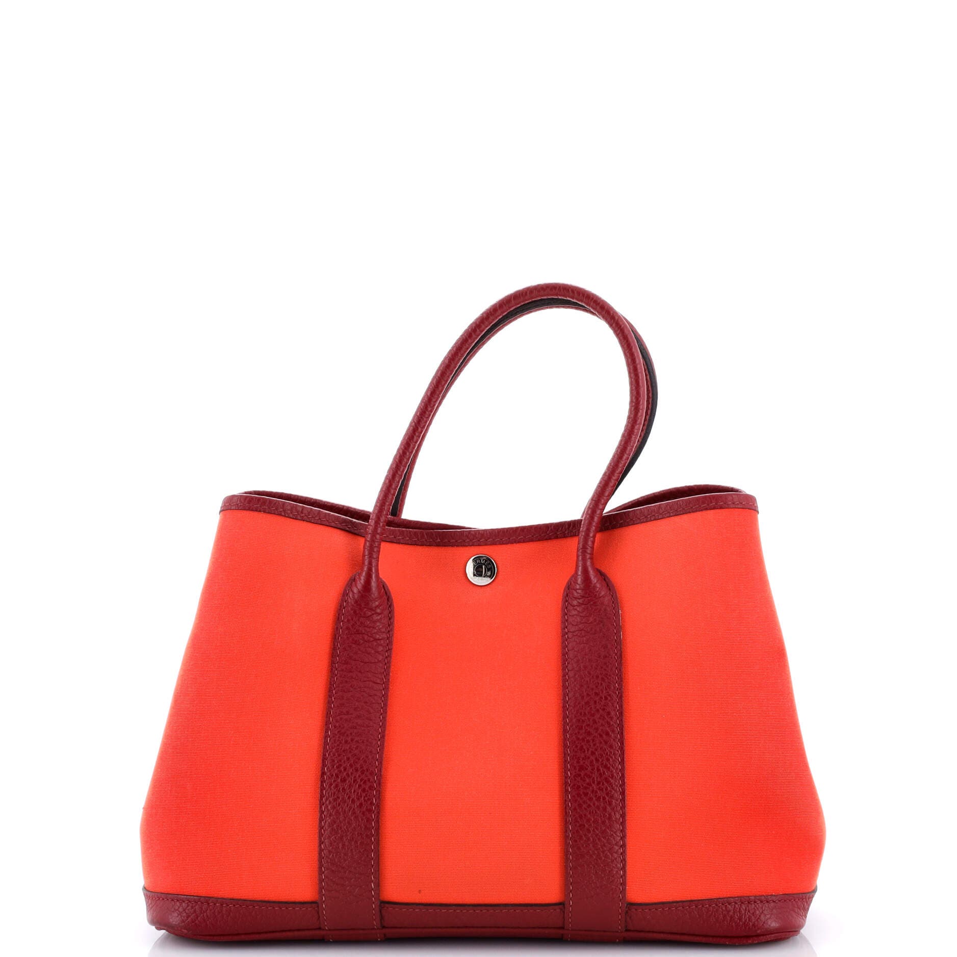 Pre-Owned Hermes Garden Party Tote Toile and Leather 30, Main, color, Orange Poppy