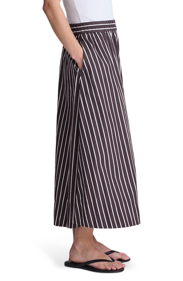 Madewell Stripe Cotton Poplin A-Line Midi Skirt, Alternate, color, Chocolate Plum