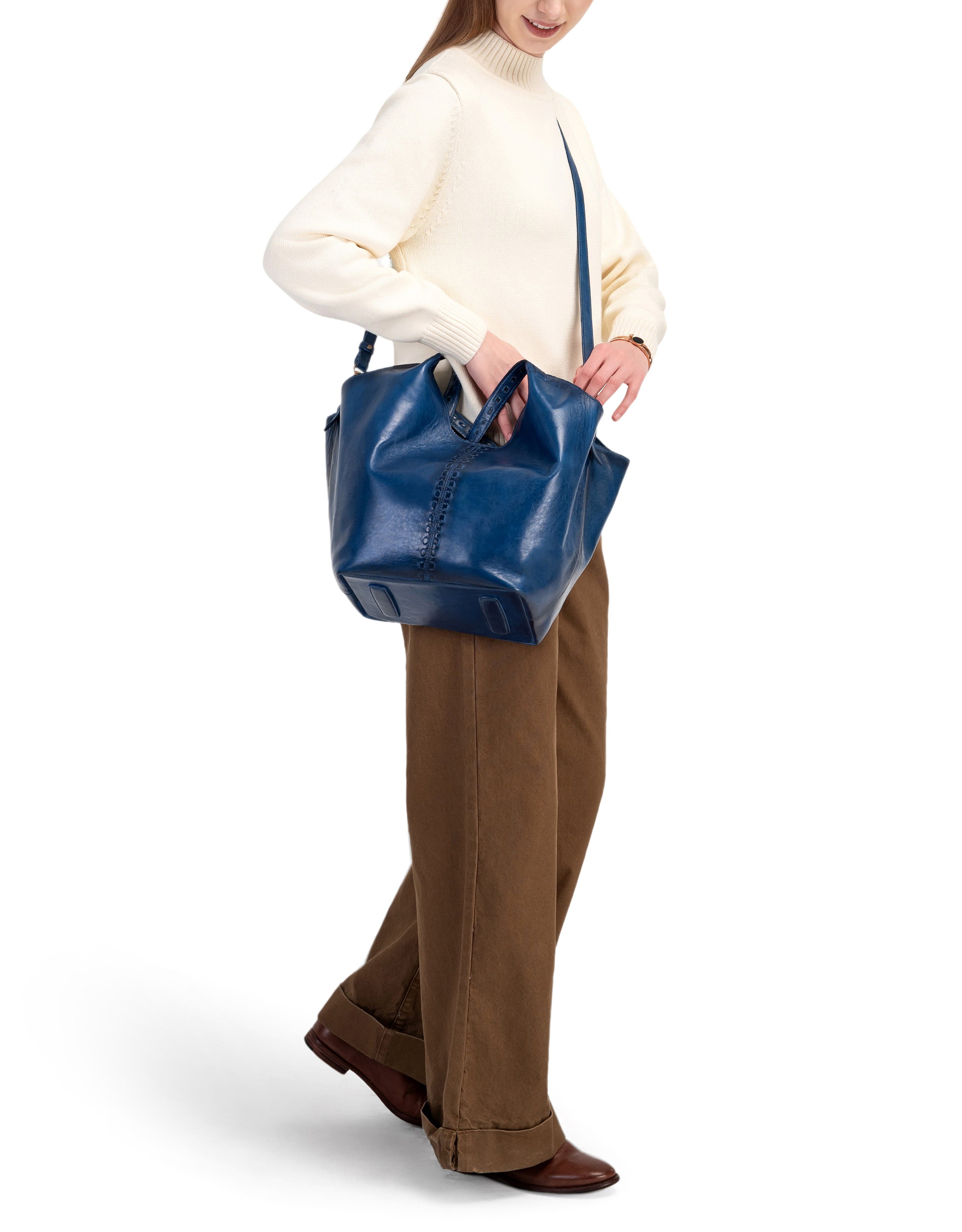 OLD TREND Wisteria Small Handwoven Leather Tote, Alternate, color, Blue