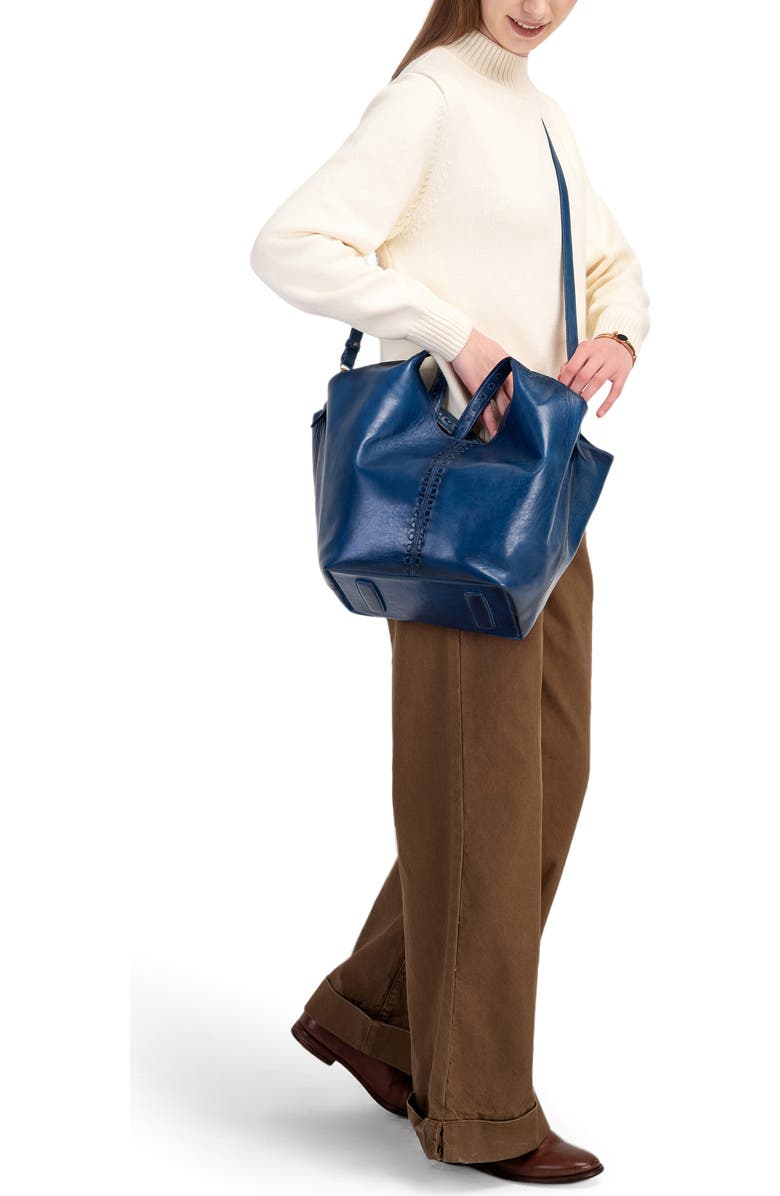 OLD TREND Wisteria Small Handwoven Leather Tote, Alternate, color, Blue