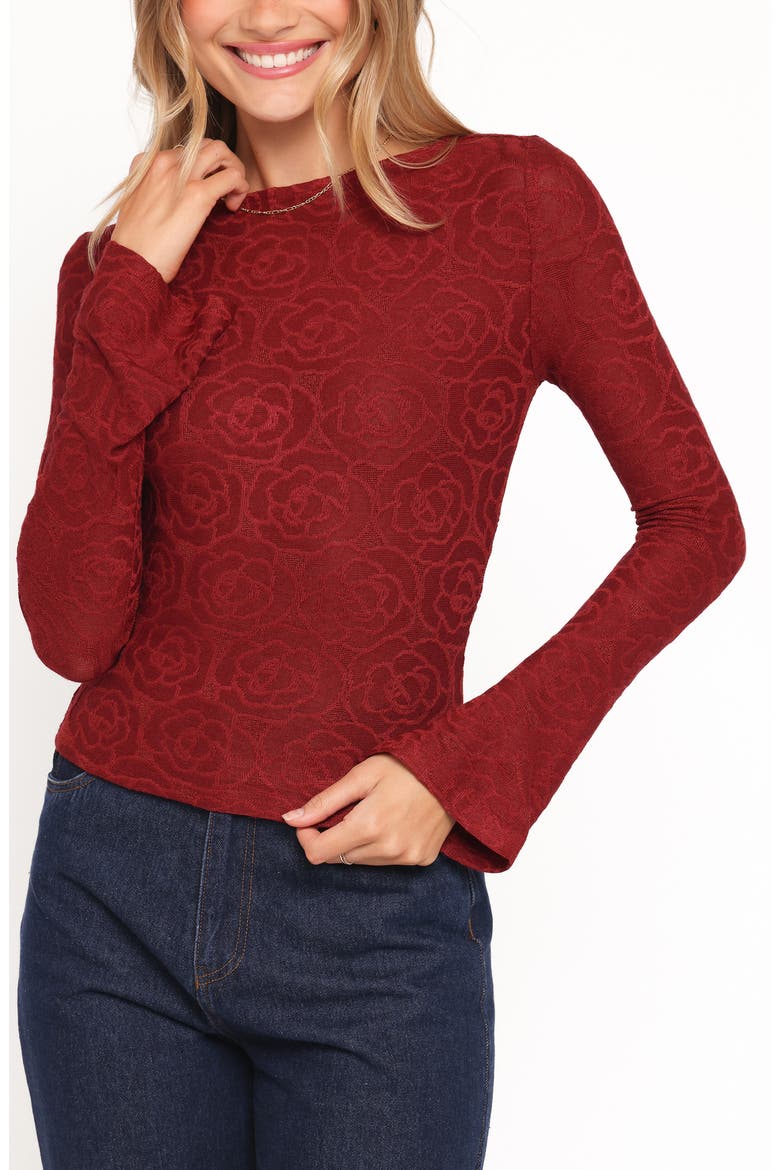 Jasmine Floral Jacquard Knit Top, Main, color, RED