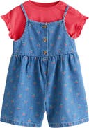 NEXT Kids' Cherry Denim Romper & T-Shirt Set