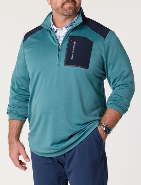 Big & Tall Grid Patterned 1/4-Zip Tech Pullover