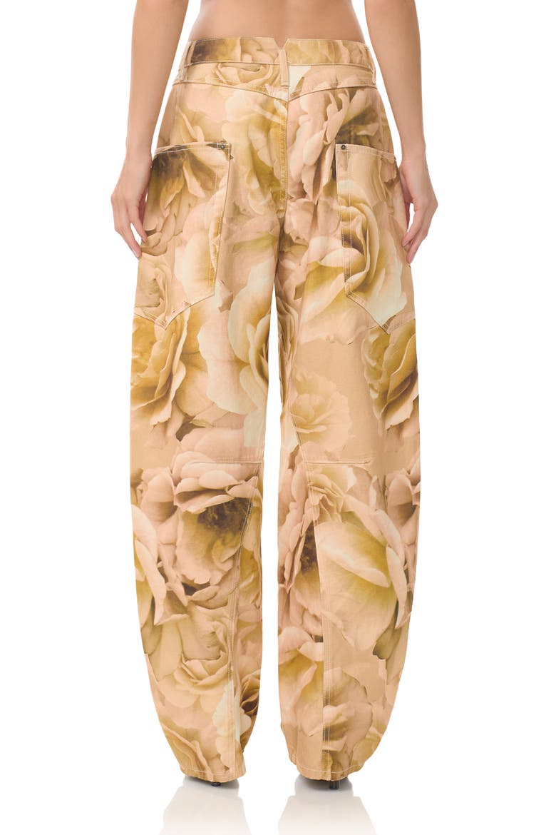 Bexley Floral Barrel Leg Jeans, Alternate, color, GOLD ROSE PRINT