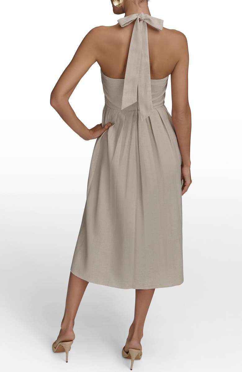 Donna Karan New York Pleated Halter Sundress, Alternate, color, Natural