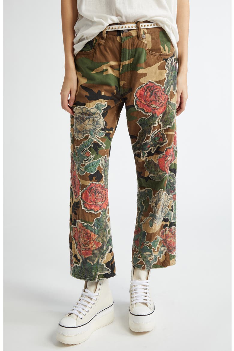 Floral Appliqué X-Boyfriend Camo Pants (Women) | Nordstrom