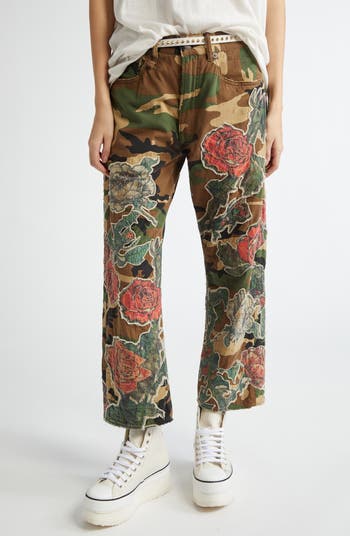 R13 Floral Appliqué X-Boyfriend Camo Pants | Nordstrom