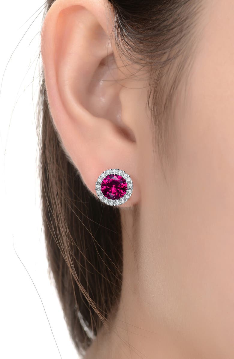 Genevive Cubic Zirconia Halo Stud Earrings, Alternate, color,