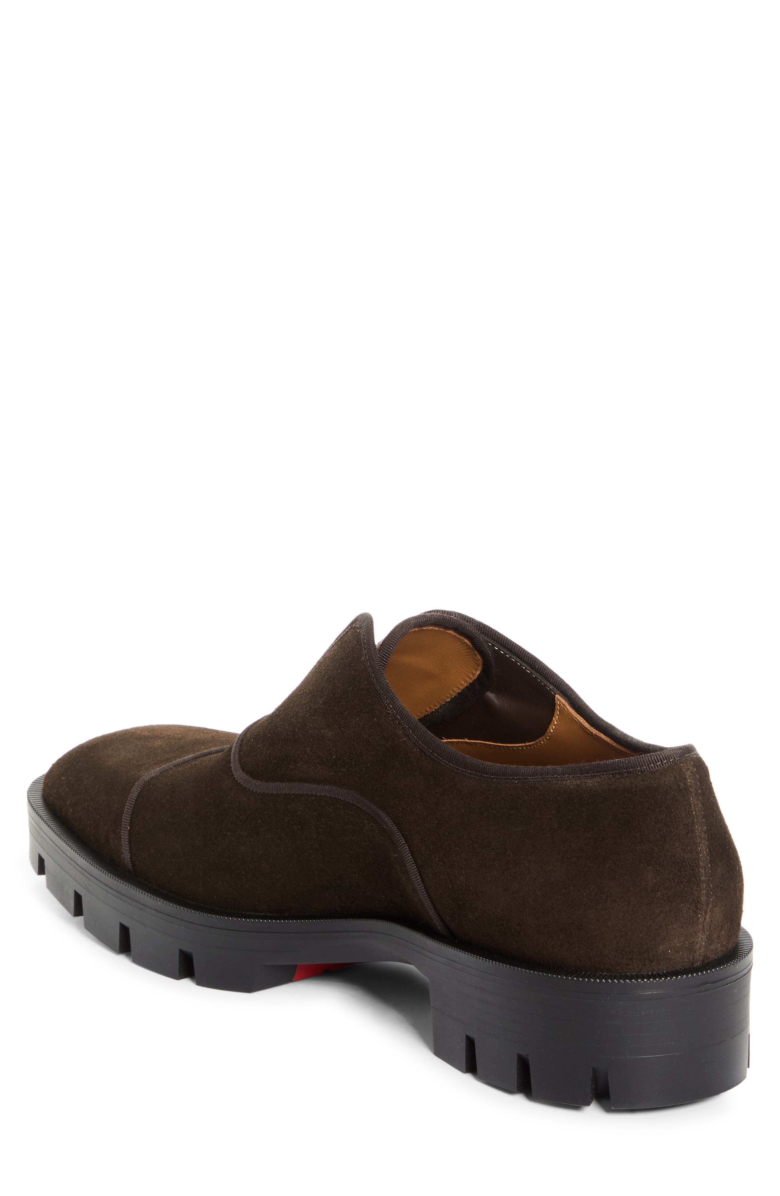 Christian Louboutin Alpha Lion Cap Toe Slip-On, Alternate, color, Cafe