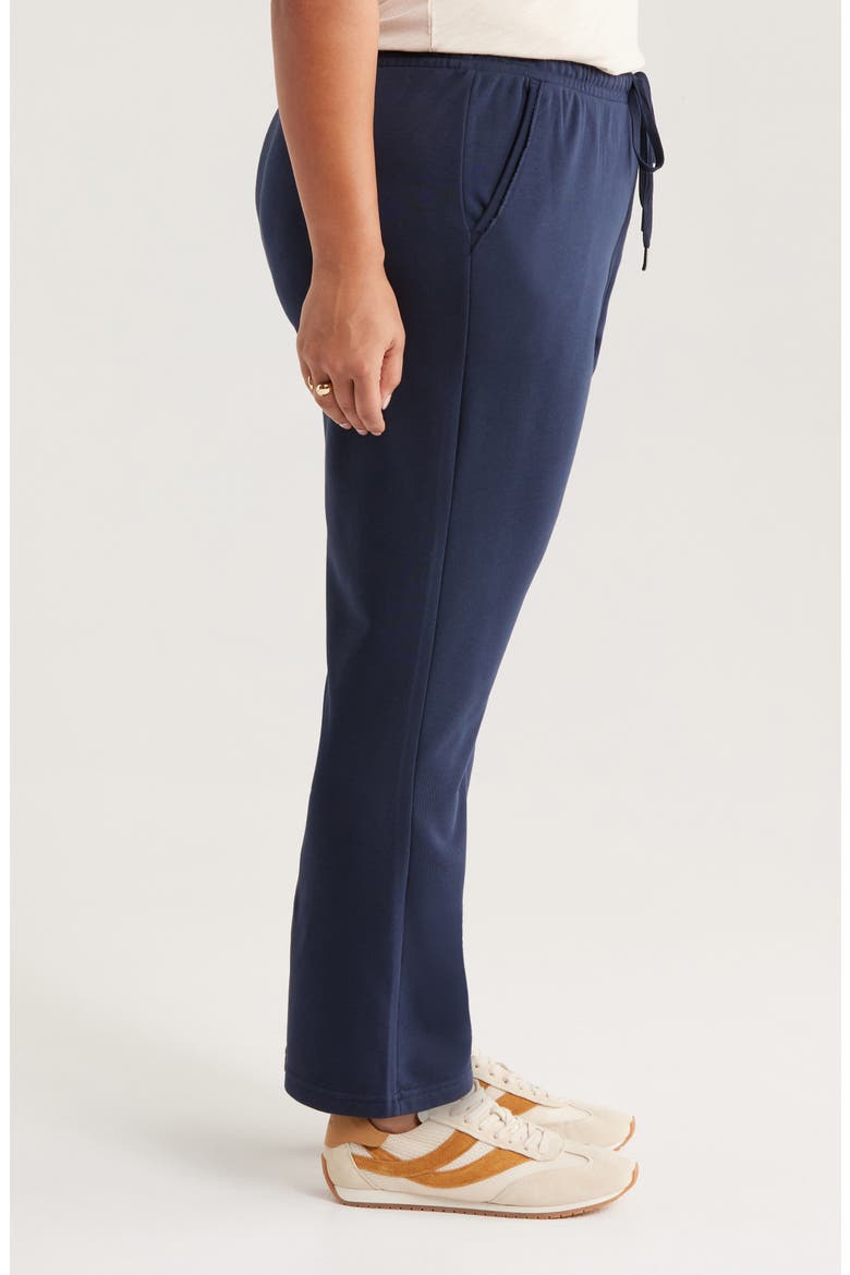Drawstring Terry Flare Pants, Alternate, color, NAVY STILL
