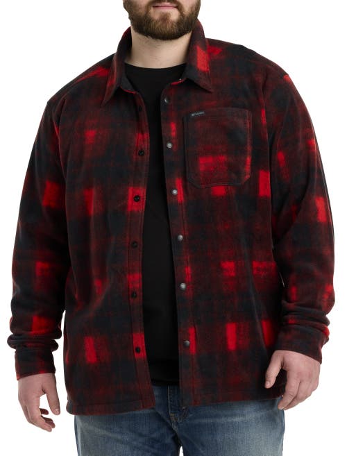 Columbia Men's Steens Mountain Ii Plaid Fleece Shirt Jacket In Sail Red