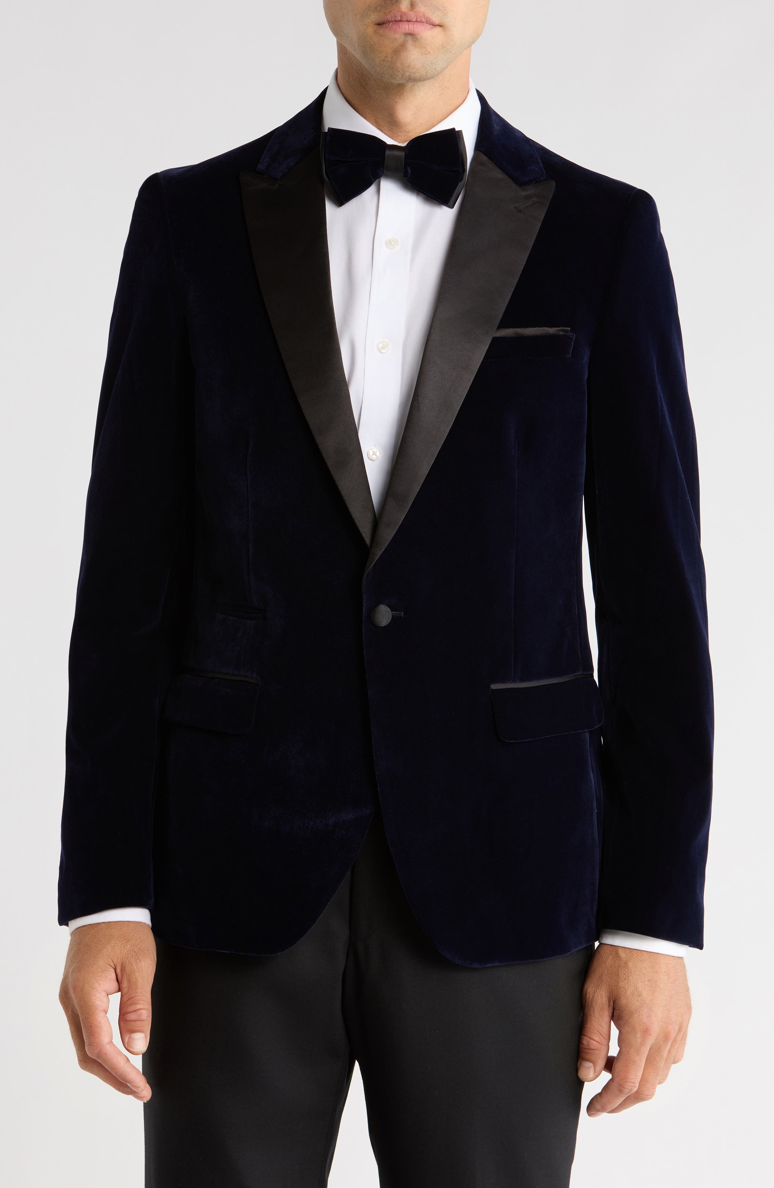 TOM BAINE Peak Lapel Velvet Dinner Jacket