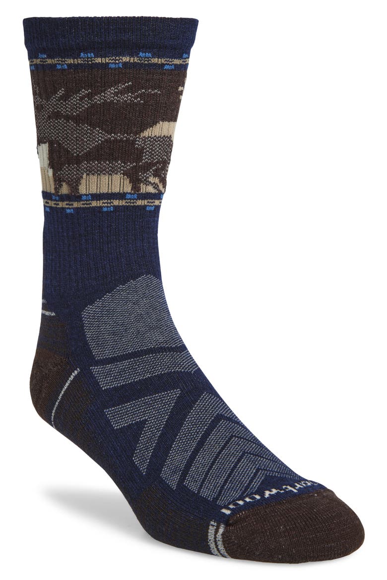 Hike Light Cushion Crew Socks, Main, color, DEEP NAVY