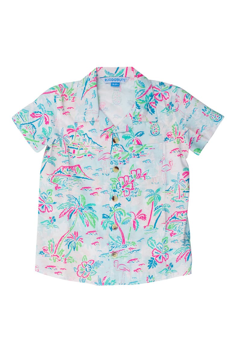 Boys Short Sleeve Camp Shirt, Main, color, Tropical Resort