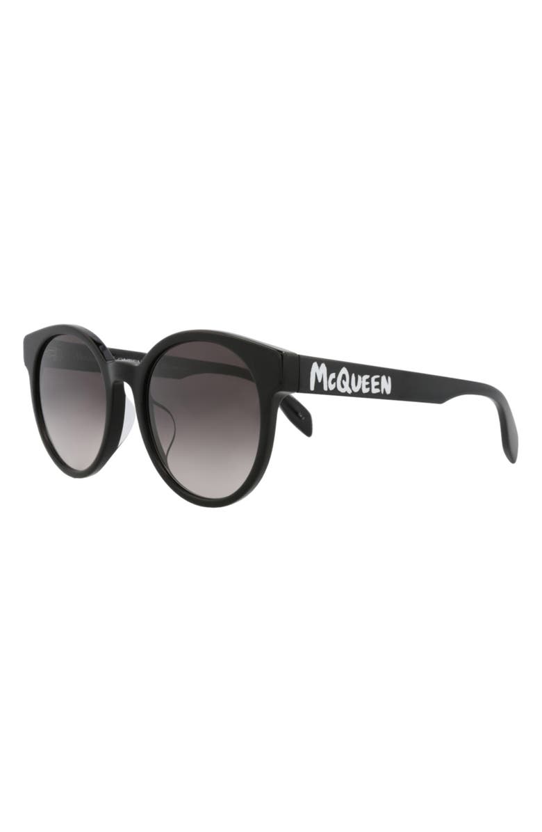 McQueen 55mm Core Round Sunglasses, Alternate, color, Black Black Grey