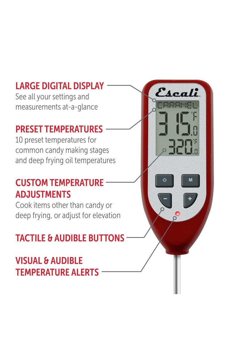 ESCALI Digital Candy and Deep Fry Thermometer, Alternate, color, Red
