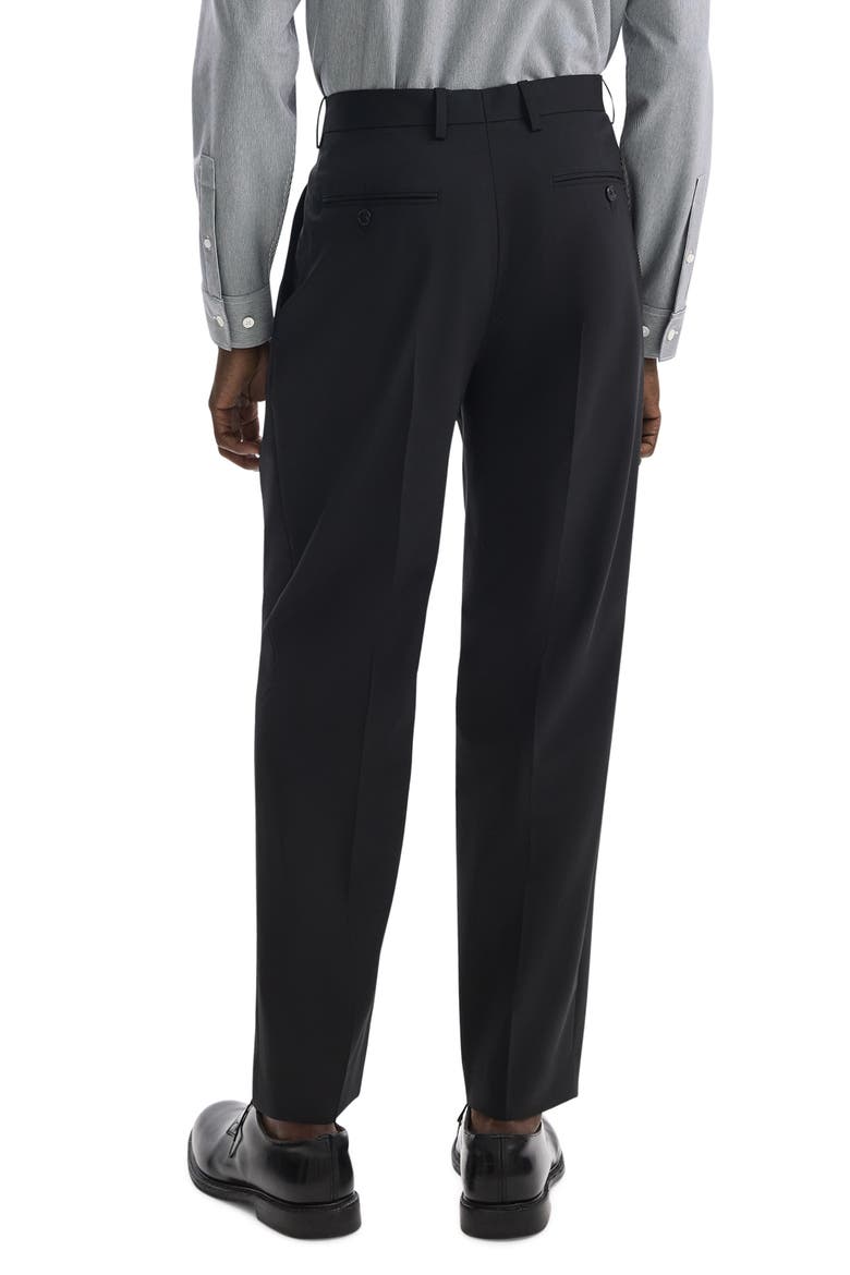 Relaxed Fit Pleated Stretch Wool Dress Pants, Alternate, color, DEEP BLACK