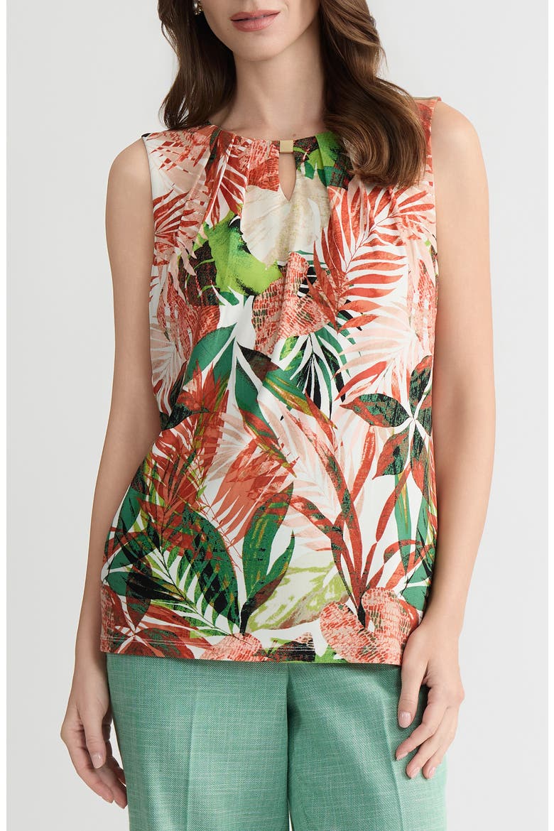 Hardware Keyhole Cap Sleeve Top, Main, color, VANILLA ICE MULTI