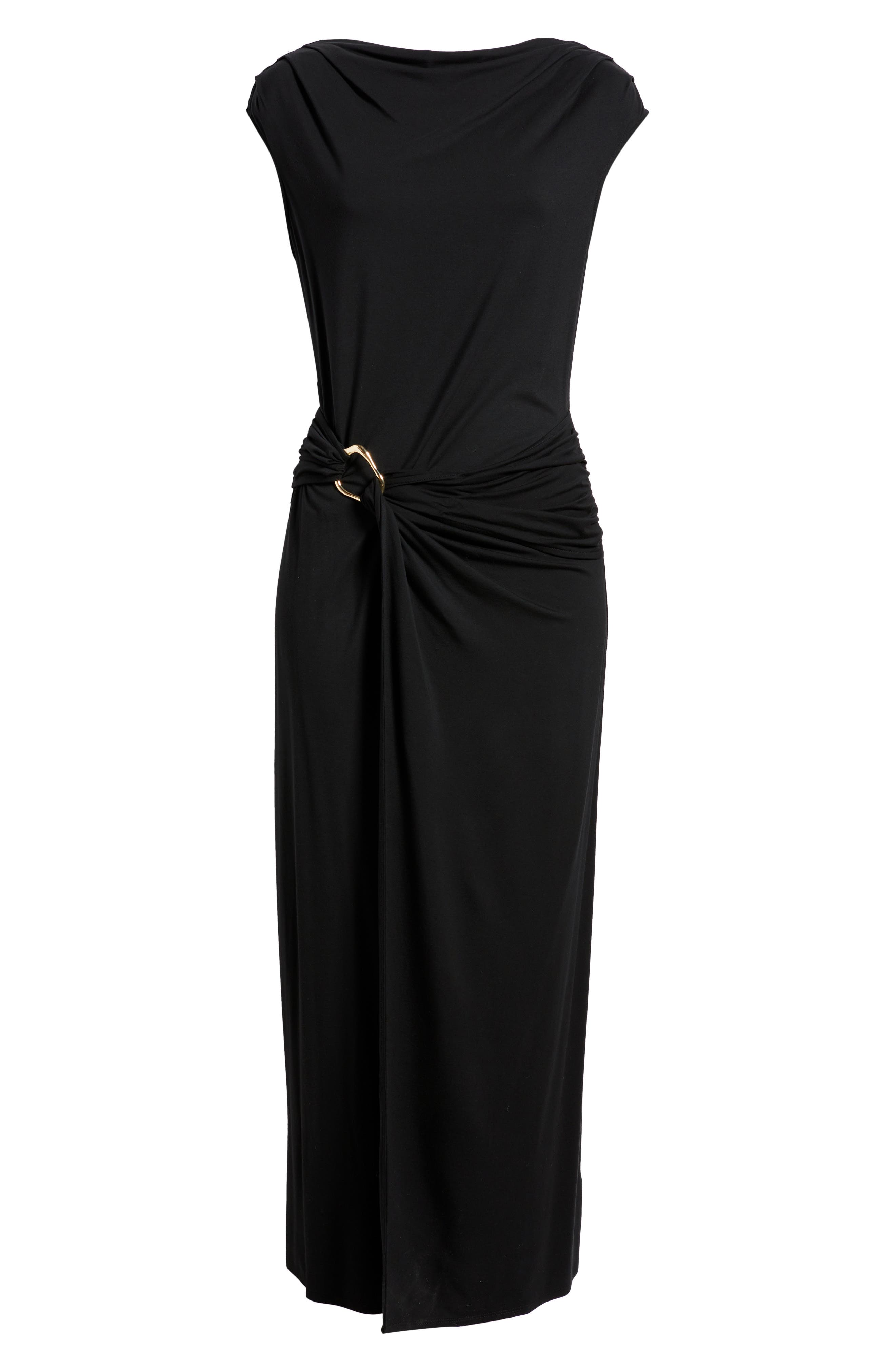Nordstrom Belt Detail Side Ruched Dress In Black