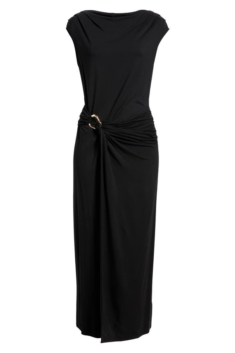 Belt Detail Side Ruched Dress, Alternate, color, BLACK