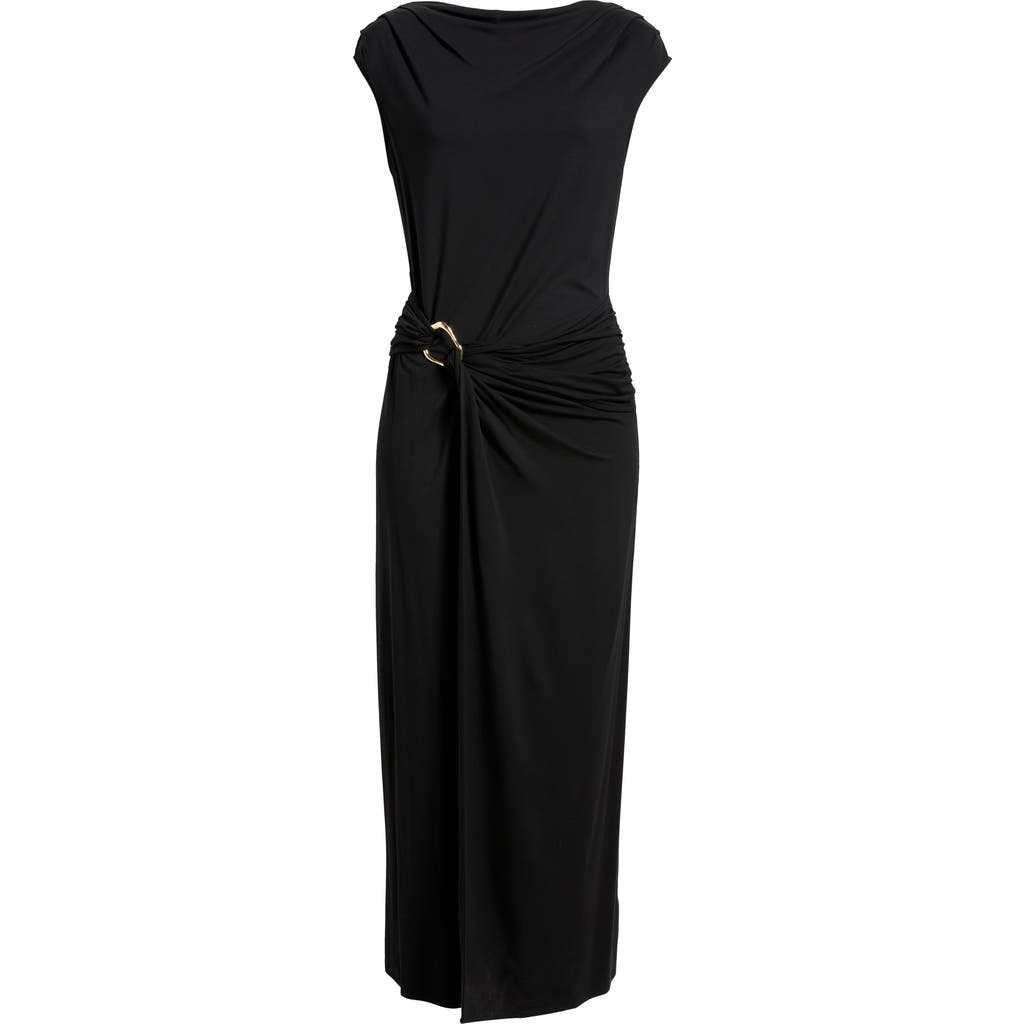Nordstrom Belt Detail Side Ruched Dress In Black